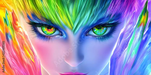 Rainbow Woman with Vibrant ...
