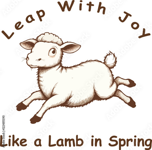 Illustration of a graceful lamb in mid jump . Generative AI.