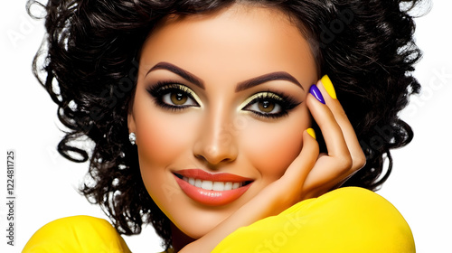 Beautiful Woman with Curly ...