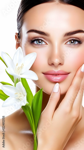 Beautiful Woman Holds White...