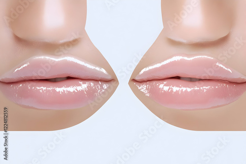 Close-up of Shiny Pink Lips...