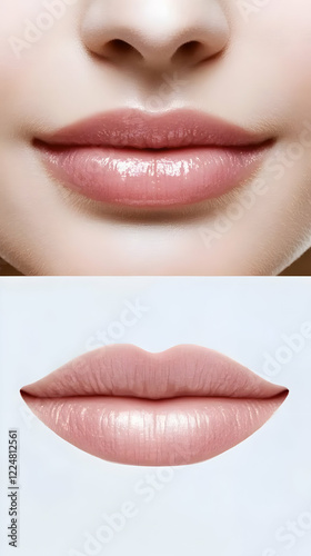 Close-up of Glossy Pink Lip...