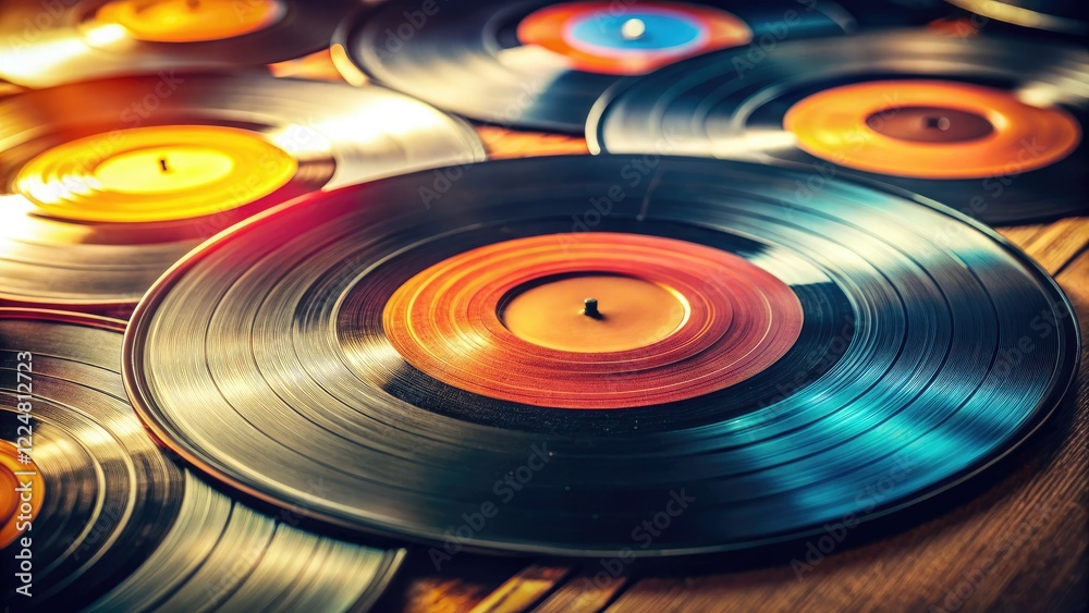 Retro vinyl collection: 78s, 45s, LPs stacked high, echoing analog sound and music history. Retro vinyl collection: 78s, 45s, LPs stacked high, echoing analog sound and music history.
