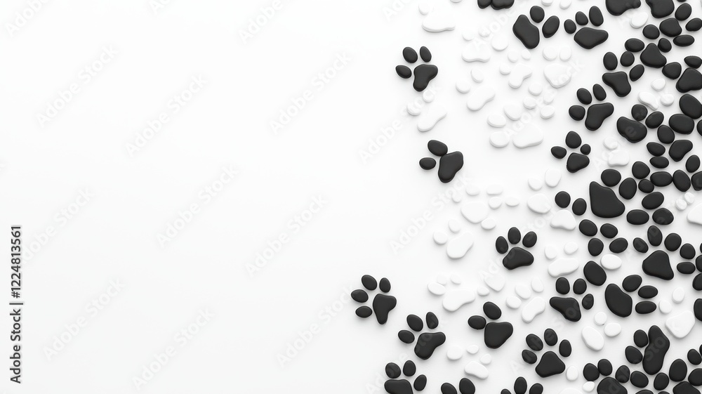 Playful Black and White Paw Print Pattern for Creative and Fun Designs Playful Black and White Paw Print Pattern for Creative and Fun Designs