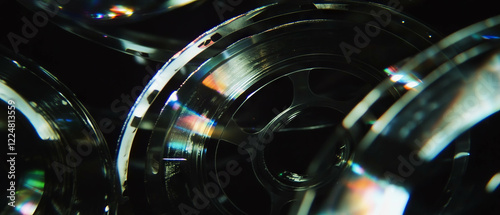 Highly detailed film texture with intricate surfaces against a black background