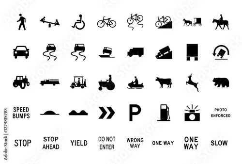 Set of road isolated symbols. Vector