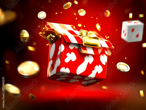 Red and White Gift Box Open...