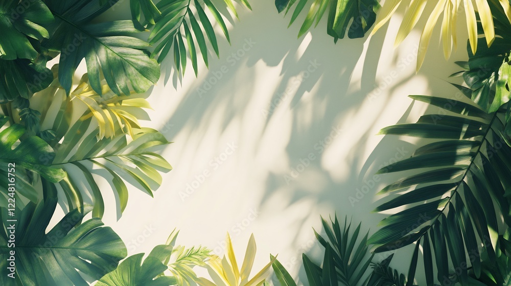 Tropical Leaves Frame: Summer Sunlight and Lush Greenery Tropical Leaves Frame: Summer Sunlight and Lush Greenery