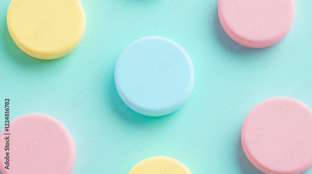 Colorful Circular Candy Sweets on Pastel Surface Creating a Playful and Cheerful Background Design Colorful Circular Candy Sweets on Pastel Surface Creating a Playful and Cheerful Background Design