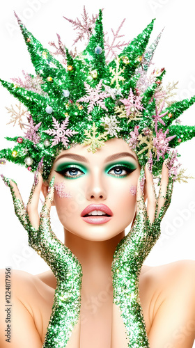 Woman Wears Festive Christm...