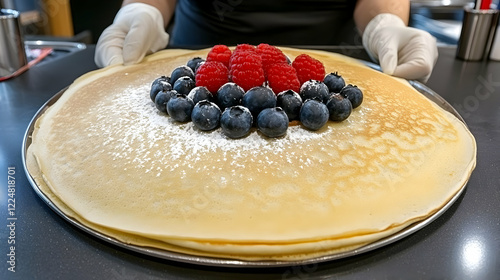 Large crepe topped with ras...
