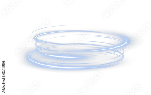 glowing blue neon ring with magical swirl and energy trail— deal for PNG effects in futuristic, fantasy, or luxury-themed digital designs.