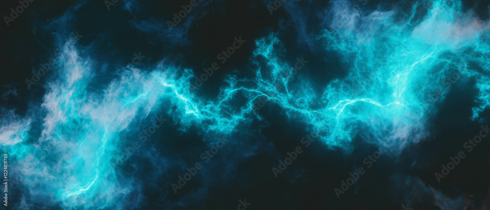 Fototapeta premium Mesmerizing lightning pattern with blueish glow illuminating the dark background