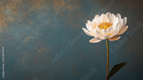 Fototapeta Naklejka Na Ścianę i Meble -  Serene White Peony Blossom Against A Textured Dark Background