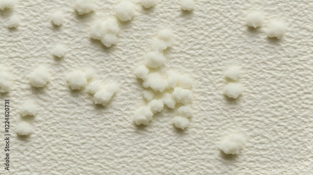 White Granular Substance Scattered on Textured Surface Creates an Abstract Pattern White Granular Substance Scattered on Textured Surface Creates an Abstract Pattern
