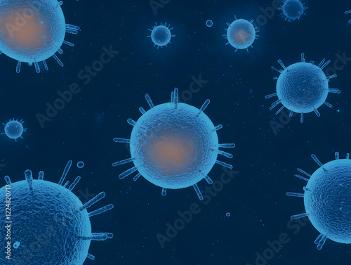 3D Illustration of Virus Ce...