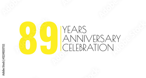 A minimalist design celebrating an eighty-nine-year anniversary, featuring bright yellow numerals and elegant text, symbolizing achievement, success, and milestones. photo