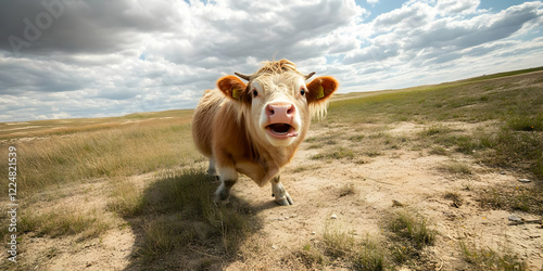 Curious Cow Stands in a Fie...