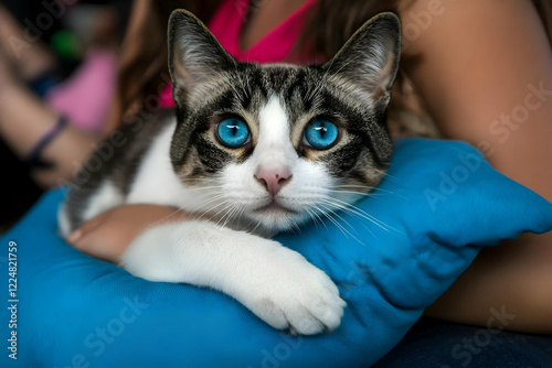 Adorable Cat with Bright Bl...