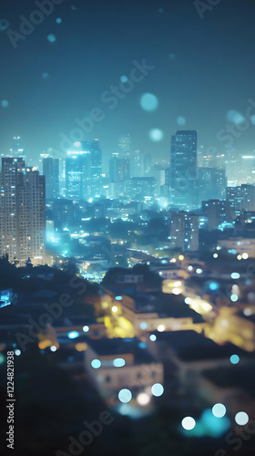 Cityscape at Night with Sof...