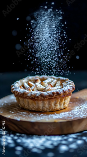 A Small Apple Pie Being Dus...