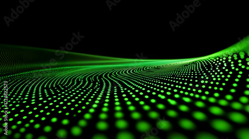 Abstract Green Dotted Wave ...