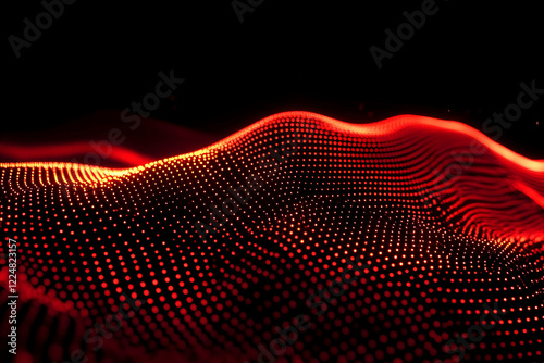 Abstract Red Particle Wave ...