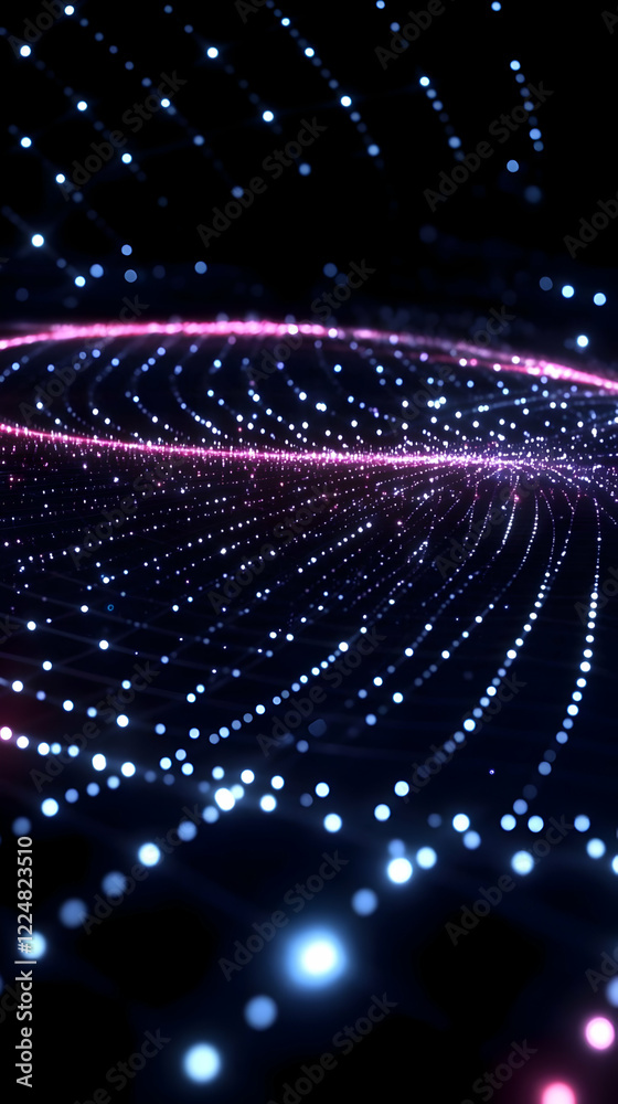 Obraz premium Abstract Background Forms a Wavy Pattern with Glowing Particles and Dynamic Lighting