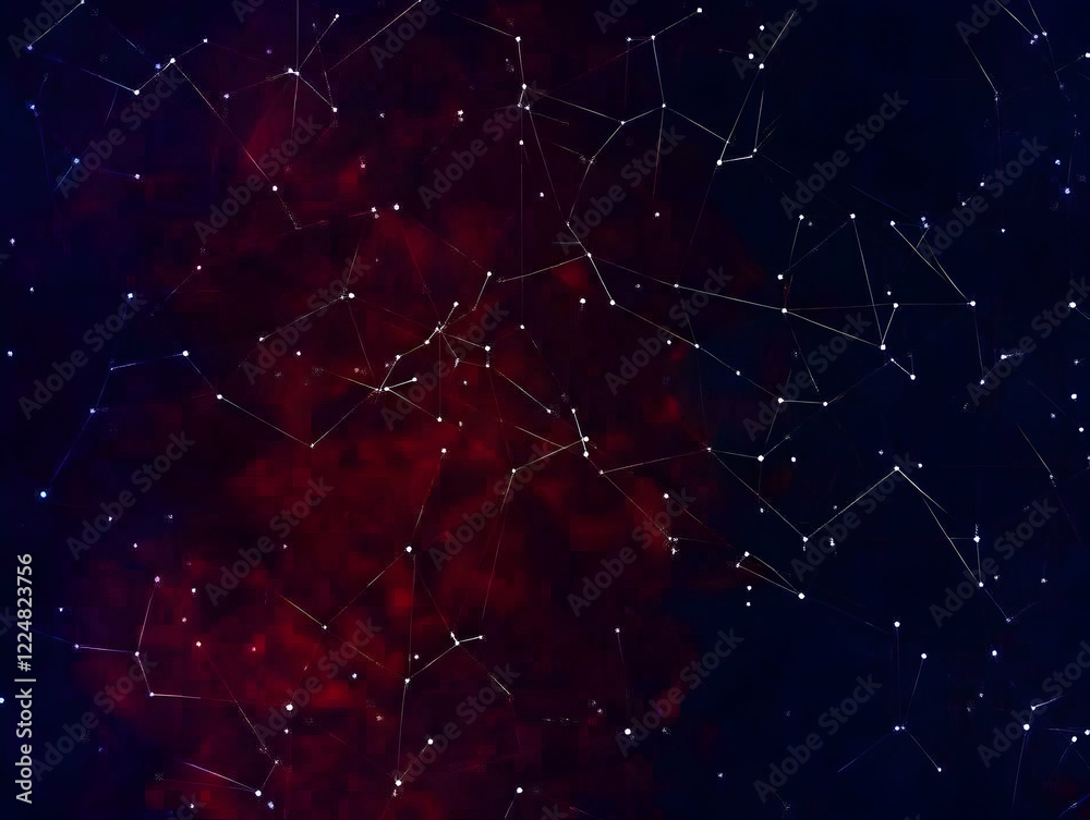Abstract Background Shows Interconnected Dots and Lines with Red and Blue Gradient Beautifully. Abstract Background Shows Interconnected Dots and Lines with Red and Blue Gradient Beautifully.