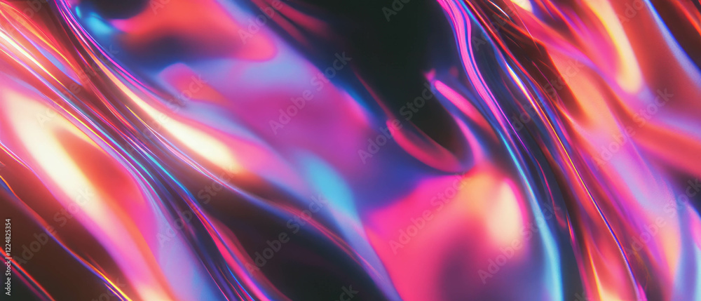 Fototapeta premium Neon frame overlay with vibrant colors and glowing effect on black background