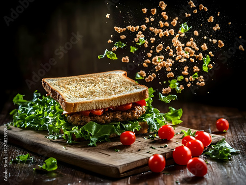 Delicious sandwich with gri...