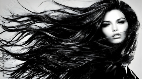 Beautiful Woman with Long F...