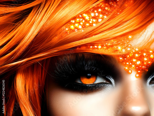 Fiery Orange Hair and Makeu...