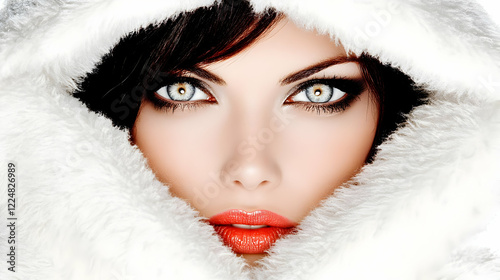 Woman with Red Lips and Str...