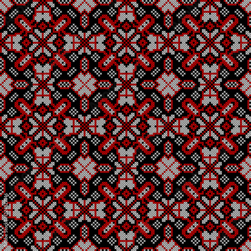 Seamless pattern of Ukrainian ornament in ethnic style, identity, vyshyvanka, embroidery for print clothes, websites, banners, poster. Vector illustration background