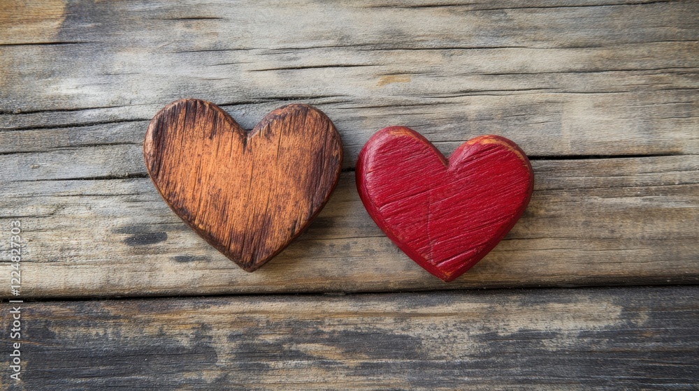 Couple Appreciation Day Wooden hearts on rustic wooden background Couple Appreciation Day Wooden hearts on rustic wooden background
