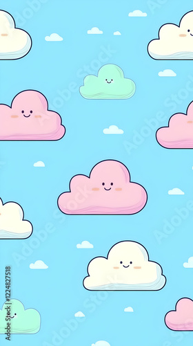 Cute Cartoon Clouds Smile H...