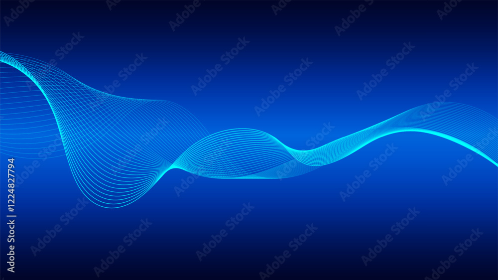 Geometric curved lines in gradient forming dynamic futuristic abstract flow patterns