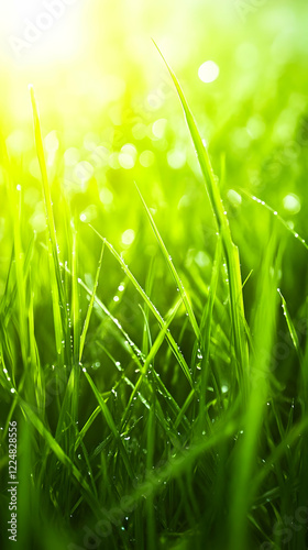 Fresh Green Grass Blades Gl...