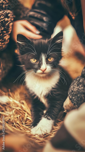 Adorable Black and White Ki...