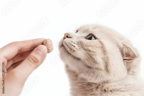 A Fluffy Cat Looks Up Expec...