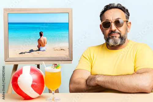 Man dreams of a tropical be...