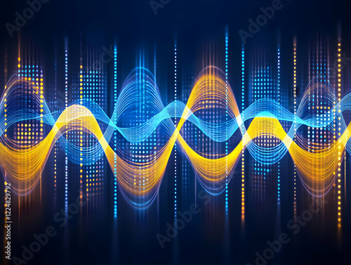 Abstract Blue and Gold Wavy...