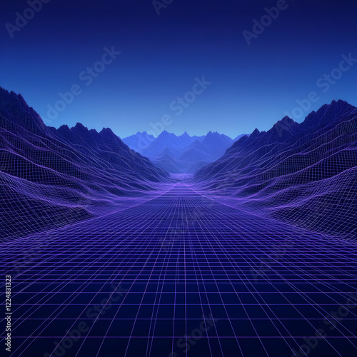 3D Rendered Wireframe Lands...