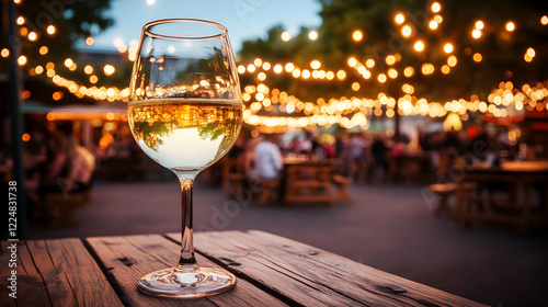 Glass of Wine Sits on a Woo...