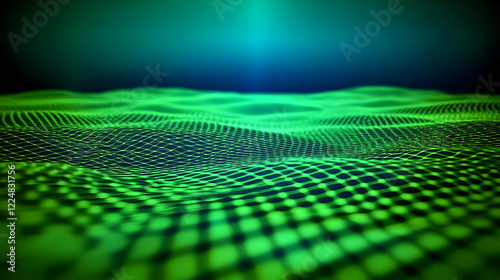 Abstract 3D Green Grid Land...