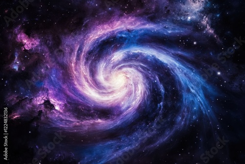 Vibrant spiral galaxy with cosmic colors and stars in a deep space vortex