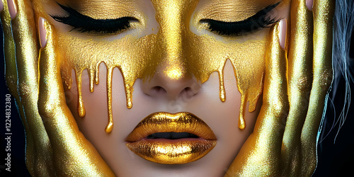 Golden Glamour: Woman with ...