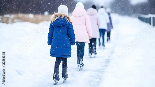 Children ice skating on a f...