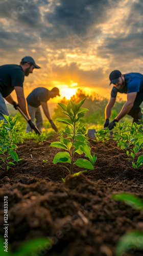 Farmers Planting Seedlings ...